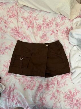 Women's Brown Cargo Skort with Side Pocket